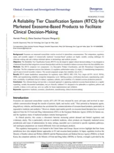 First page of the paper: A Reliability Tier Classification System (RTCS) for Marketed Exosome-Based Products to Facilitate Clinical Decision-Making